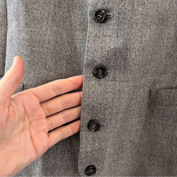 Vintage men's glen check suit vest grey brown button front adjustable - Picture 5 of 12